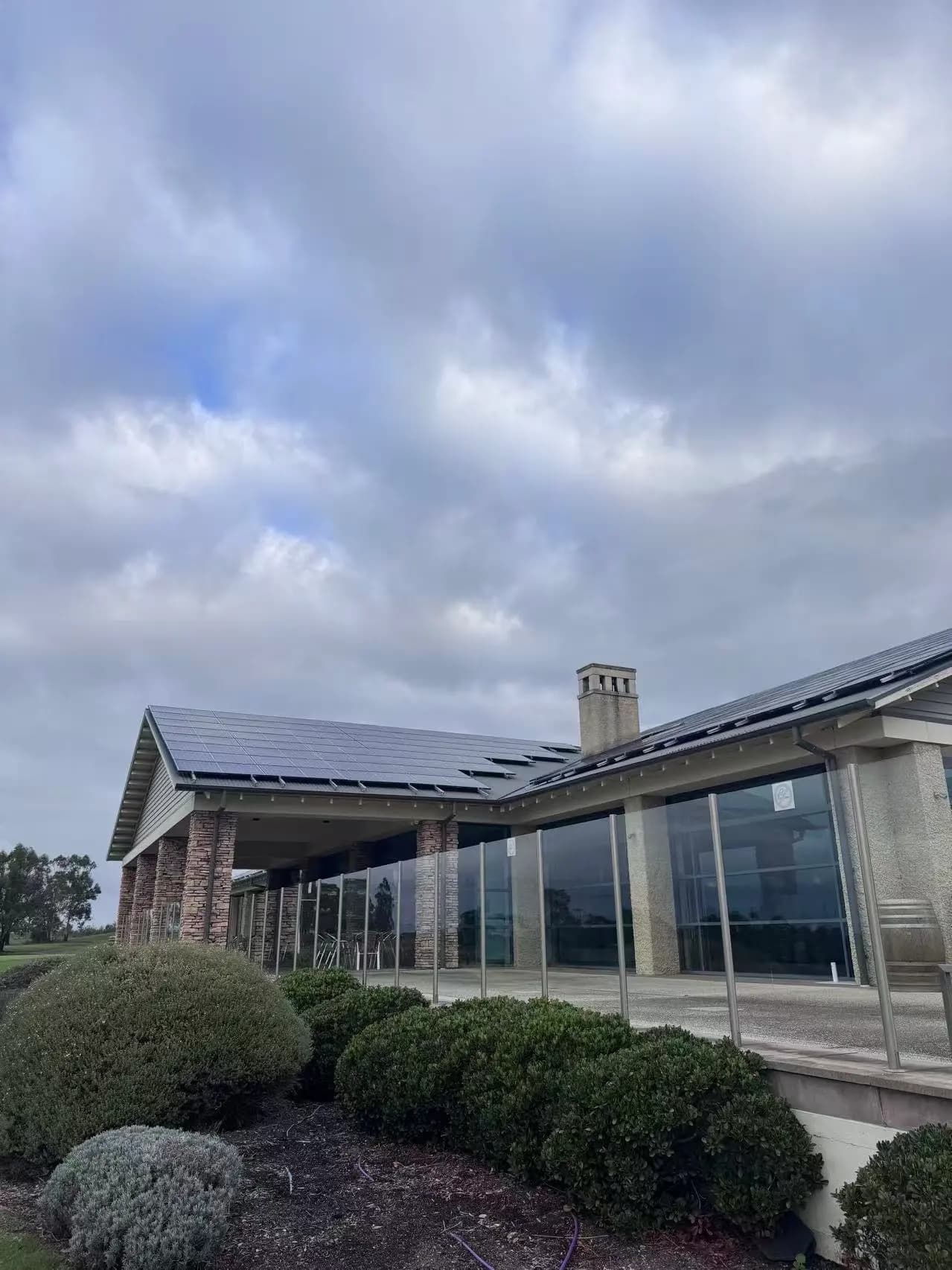 Solar panels installed across the roof of a residential property